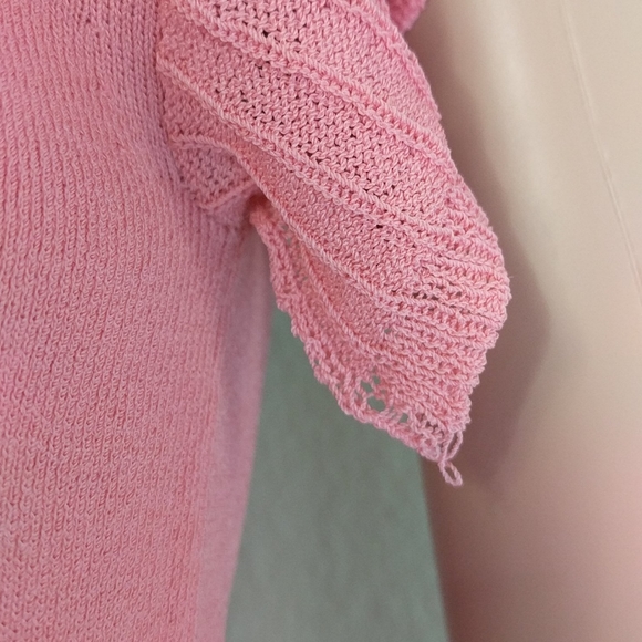 [Mind Bridge] Open Short Sleeve V Neck Knit Blouse - Picture 4 of 6